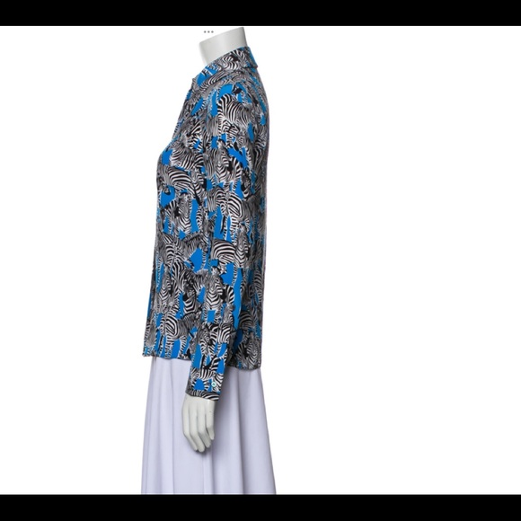 FLASH ⚡️⚡️⚡️ SALE!!! Michael Kors Zebra 100% Silk Button-Up Blouse! NEW! Sz 0 - Picture 3 of 7